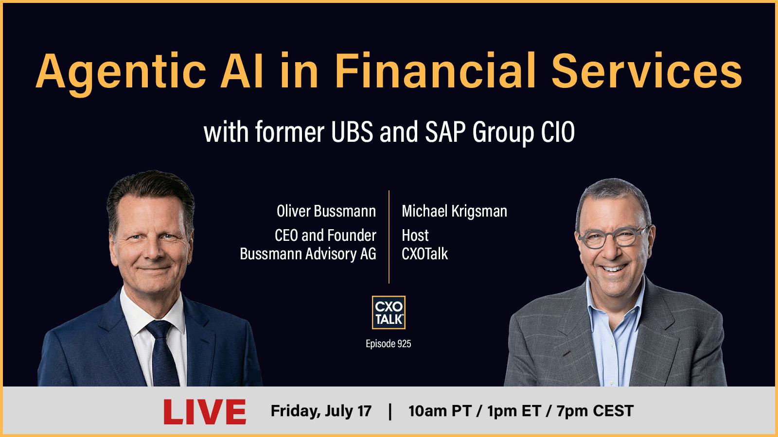 Agentic AI in Financial Services: Former UBS and SAP Group CIO